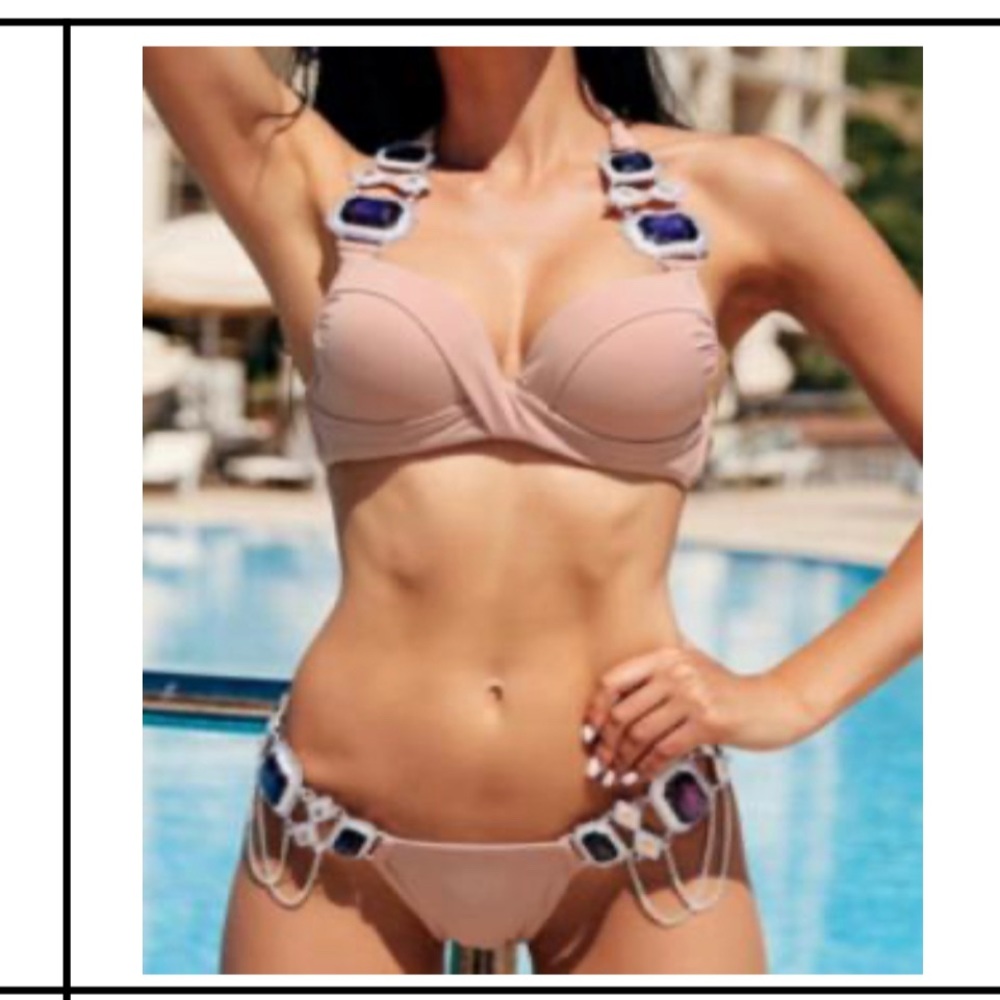 Blush bikini with rhinestones